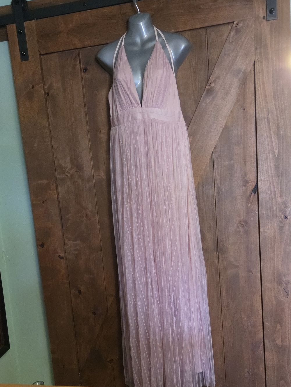 Plunging Maxi Dress in Blush Pink